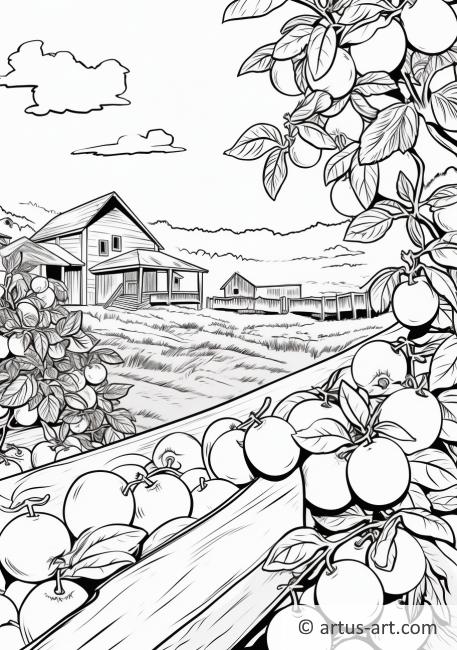 Stránka k vybarvení farmy s persimóny